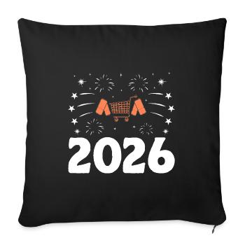 Frohes Neues Jahr 2026 Couponer Shopper Geld sparen - Sofakissenbezug 45 x 45 cm - Schwarz - Vorne