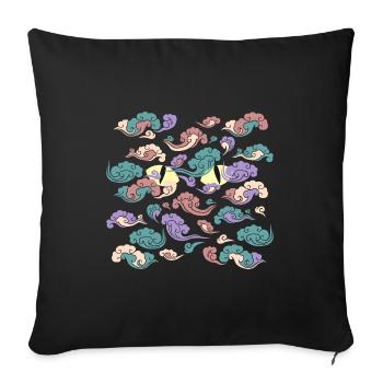 Japanische Windwolken - Sofakissenbezug 45 x 45 cm - Schwarz - Vorne