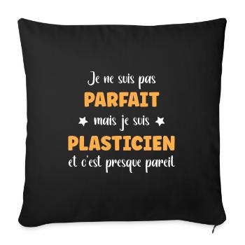 Je ne suis pas parfait mais Plasticien - Housse de coussin décorative 45 x 45 cm - noir - Devant