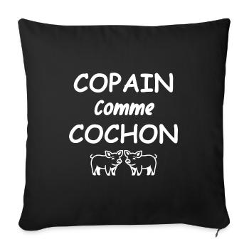 Copain comme cochon - Housse de coussin décorative 45 x 45 cm - noir - Devant
