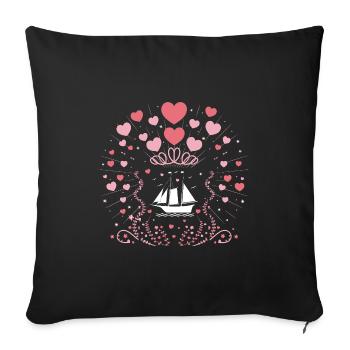 Valentine Theme Boating Paddle Boat - Sofa pillowcase 17,3'' x 17,3'' (45 x 45 cm) - black - Front