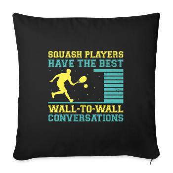 Joueur de squash Joueur de squash Joueur de tennis Raquetball Spor - Housse de coussin décorative 45 x 45 cm - noir - Devant