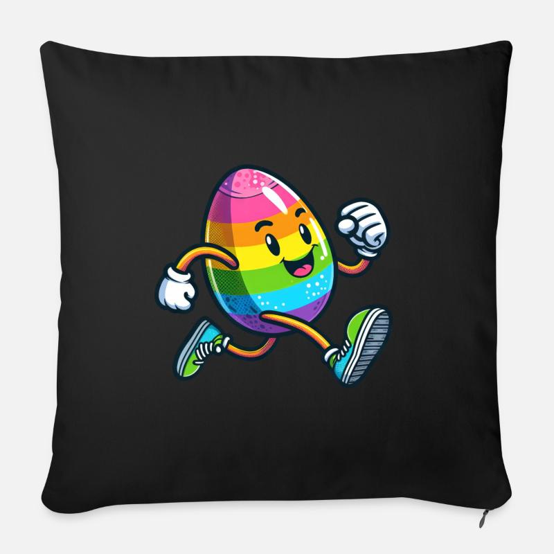 Ostern Osterei Süß Comic Cartoon Jogger Marathon - Sofakissenbezug 45 x 45 cm - Schwarz