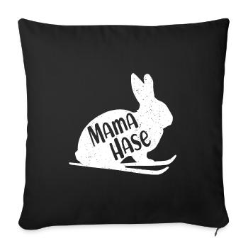 Ski Hase Mama Häschen Skifahren Haserl Skifahrerin - Sofakissenbezug 45 x 45 cm - Schwarz - Vorne