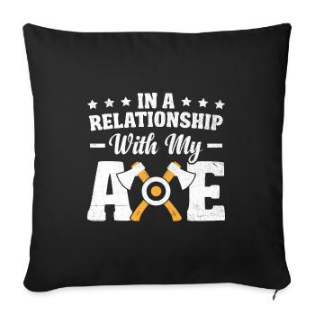 Dans une relation avec ma hache de lancer de hache - Housse de coussin décorative 45 x 45 cm - noir - Devant