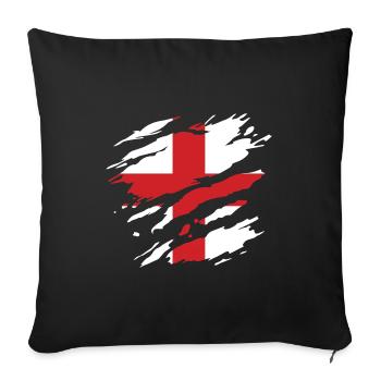 England - National flag, scratches, cracks - Sofa pillowcase 17,3'' x 17,3'' (45 x 45 cm) - black - Front