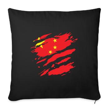 China - National flag, scratches, cracks - Sofa pillowcase 17,3'' x 17,3'' (45 x 45 cm) - black - Front