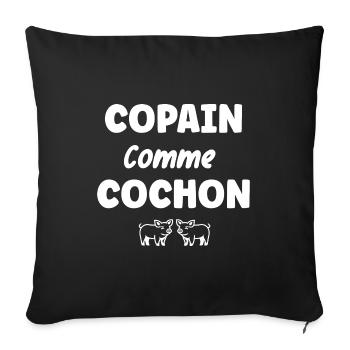 Copain comme cochon - Housse de coussin décorative 45 x 45 cm - noir - Devant