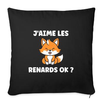 J'aime les renards - Housse de coussin décorative 45 x 45 cm - noir - Devant
