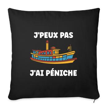 Bateau humour péniche - Housse de coussin décorative 45 x 45 cm - noir - Devant