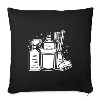 Humour faire le ménage - Housse de coussin décorative 45 x 45 cm - noir - Devant