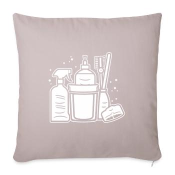 Humour faire le ménage - Housse de coussin décorative 45 x 45 cm - taupe clair - Devant