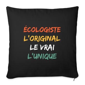 Humour écologiste - Housse de coussin décorative 45 x 45 cm - noir - Devant