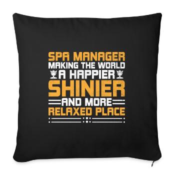 SPA Manager Job Wellness Funny SPA Management Sayi - Sofa pillowcase 17,3'' x 17,3'' (45 x 45 cm) - black - Front