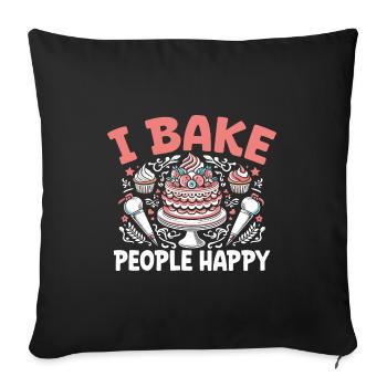 Ich Bake Menschen Glücklicher Bäcker Kuchen Backen Konditorei Bäcker - Sofakissenbezug 45 x 45 cm - Schwarz - Vorne
