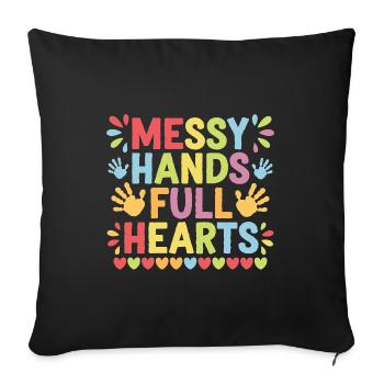 Mains en désordre Cœurs pleins Élèves de l’école - Housse de coussin décorative 45 x 45 cm - noir - Devant