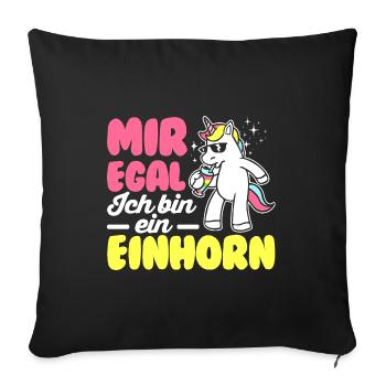 Mir Egal Ich Bin Ein Einhorn Regenbogen Süß Glitze - Sofakissenbezug 45 x 45 cm - Schwarz - Vorne