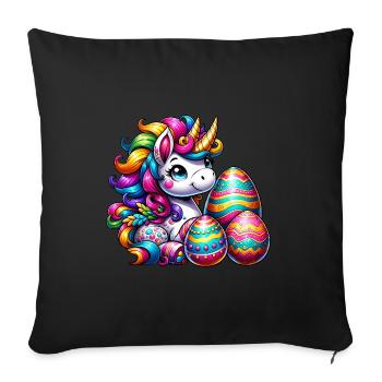 Easter Unicorn & Colorful Eggs - Sofa pillowcase 17,3'' x 17,3'' (45 x 45 cm) - black - Front