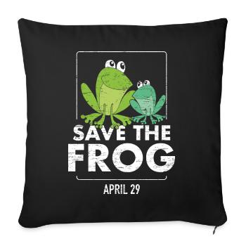 Sauve le monde de grenouilles jour - Housse de coussin décorative 45 x 45 cm - noir - Devant