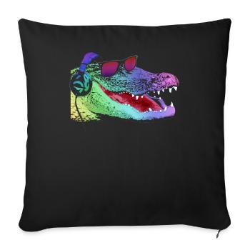 Cool Neon Alligator DJ - Sofa pillowcase 17,3'' x 17,3'' (45 x 45 cm) - black - Front