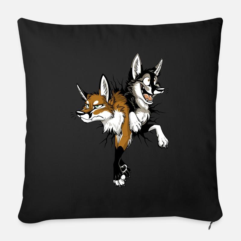 STUCK Foxes (front & back) - Sofakissenbezug 45 x 45 cm - Schwarz