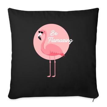 Sardinien-Flamingobild, Wandern & Camping - Sofakissenbezug 45 x 45 cm - Schwarz - Vorne