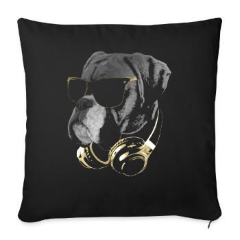 DJ Boxer Dog Bling - Sofa pillowcase 17,3'' x 17,3'' (45 x 45 cm) - black - Front