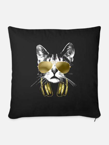 Dj Cat Bling - Sofakissenbezug 45 x 45 cm - Schwarz