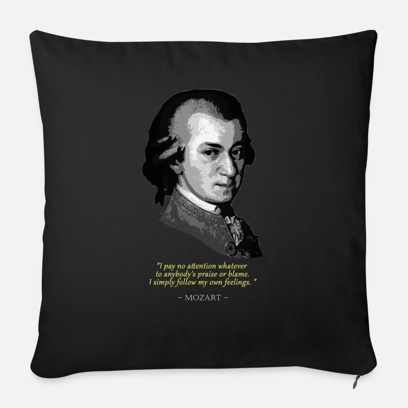 MozartZitat - Sofakissenbezug 45 x 45 cm - Schwarz