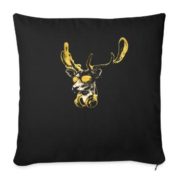 Deer DJ Bling. Cool and Funny Music Animal With - Sofa pillowcase 17,3'' x 17,3'' (45 x 45 cm) - black - Front