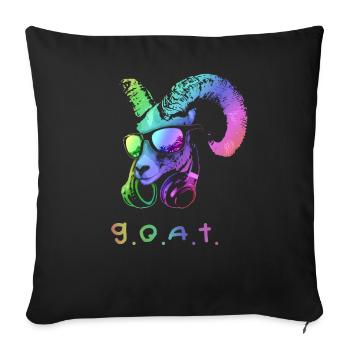 El animal de música de cabra genial y divertido - Housse de coussin décorative 45 x 45 cm - noir - Devant