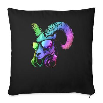 DJ Goat Cool y Funny Music Animal con auriculares - Housse de coussin décorative 45 x 45 cm - noir - Devant
