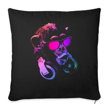 Monkey DJ Pink - Sofa pillowcase 17,3'' x 17,3'' (45 x 45 cm) - black - Front
