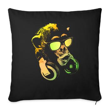 Affen DJ Yellow - Sofakissenbezug 45 x 45 cm - Schwarz - Vorne