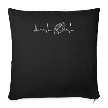 Fútbol americano. Corazón. Amor. Ekg. Legumbres. - Housse de coussin décorative 45 x 45 cm - noir - Devant