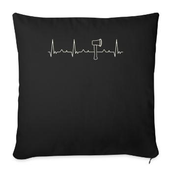 Hacha. Corazón. Amor. Ekg. Legumbres. Derrotar. - Housse de coussin décorative 45 x 45 cm - noir - Devant