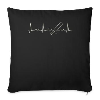 Baseballschläger und . Herz. Liebe. Ekg. Impuls. - Sofakissenbezug 45 x 45 cm - Schwarz - Vorne