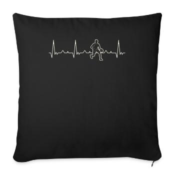 Basketball Dribble Man. Heart. Love. EKG. Pulse. - Sofa pillowcase 17,3'' x 17,3'' (45 x 45 cm) - black - Front
