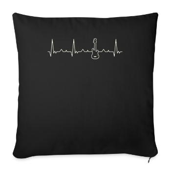 Bassgitarre elektrisch. Herz. Liebe. Ekg. Impuls. - Sofakissenbezug 45 x 45 cm - Schwarz - Vorne