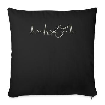 Kanu. Herz. Liebe. Ekg. Impuls. Schlagen. - Sofakissenbezug 45 x 45 cm - Schwarz - Vorne