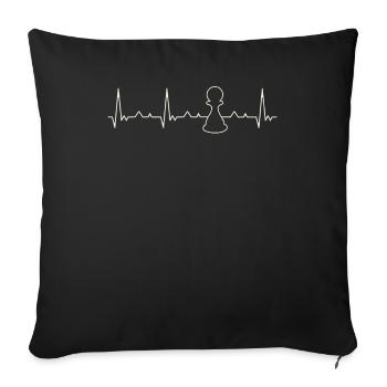 Schachstück Bauer. Herz. Liebe. Ekg. Impuls. - Sofakissenbezug 45 x 45 cm - Schwarz - Vorne