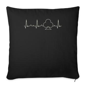 Clubs Poker Card Symbol. Heart. Love. EKG. Pulse. - Sofa pillowcase 17,3'' x 17,3'' (45 x 45 cm) - black - Front