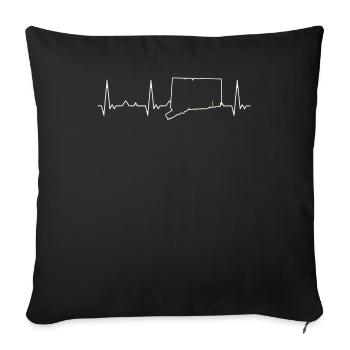 Connecticut State USA. Heart. Love. EKG. Pulse. - Sofa pillowcase 17,3'' x 17,3'' (45 x 45 cm) - black - Front