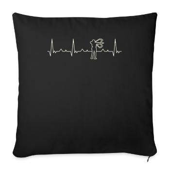 Female Hunter Bow Arrow. Heart. Love. EKG. Pulse. - Sofa pillowcase 17,3'' x 17,3'' (45 x 45 cm) - black - Front