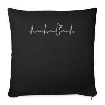 Flute Playing Woman. Heart. Love. EKG. Pulse. - Sofa pillowcase 17,3'' x 17,3'' (45 x 45 cm) - black - Front