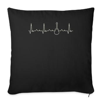 Guitar Electric. Heart. Love. EKG. Pulse. Beat. - Sofa pillowcase 17,3'' x 17,3'' (45 x 45 cm) - black - Front