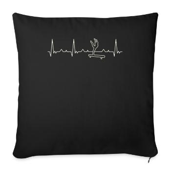 Gymnast Girl On Balance Beam. Heart. Love. EKG. - Sofa pillowcase 17,3'' x 17,3'' (45 x 45 cm) - black - Front