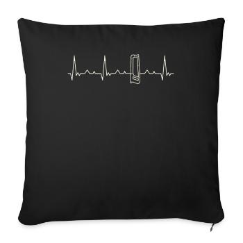 Sierra. Corazón. Amor. Ekg. Legumbres. Derrotar. - Housse de coussin décorative 45 x 45 cm - noir - Devant