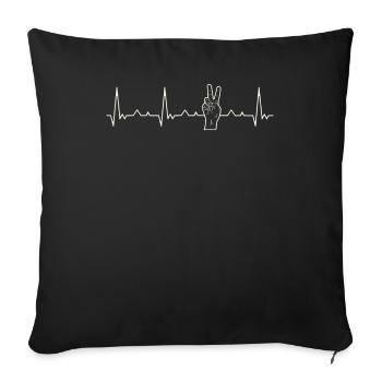 Símbolo de paz de la mano. Corazón. Amor. Ekg. - Housse de coussin décorative 45 x 45 cm - noir - Devant