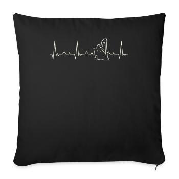 Harfenspielmann. Herz. Liebe. Ekg. Impuls. - Sofakissenbezug 45 x 45 cm - Schwarz - Vorne
